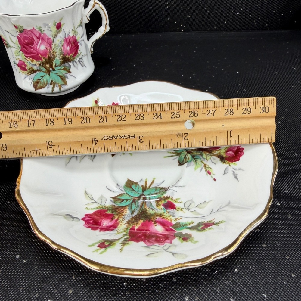 Hammersley Victorian Rose Fine Bone China Teacup Saucer Set Gold Gilt England - Picture 6 of 10